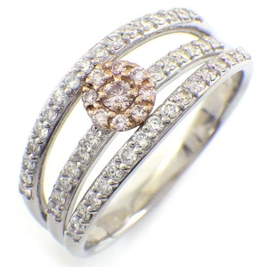 Fine Jewelry Ring Pink Diamond Pave Diamond PT900 750RG US8.25 - Picture 1 of 8