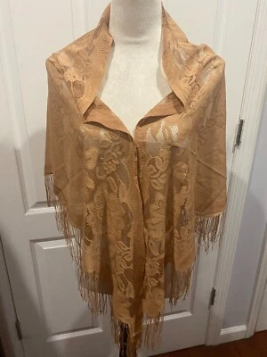 Camel Sheer Triangle Scarf Shawl Wrap Lightweight 70.9x29.5inches - Image 1 of 4