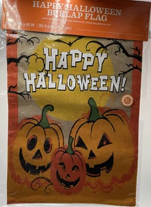 Darice Happy Halloween Pumpkins Bats Garden Flag 18" Fall - Picture 1 of 2
