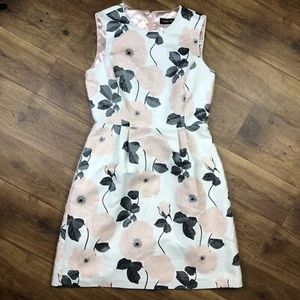 Ivanka Trump Damen Gr. 6 weiß rosa grau Blumen ärmelloses Kleid *lesen - Bild 1 von 11