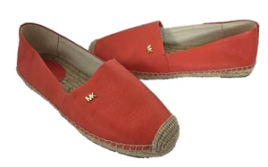 Michael Kors Espadrilles Flat Slip On Shoes Orange Leather Women's Size 6.5 NWOT - Picture 1 of 14