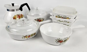 Vintage CorningWare Spice of Life White Cookware Collection with Cover Set of 7 - Picture 1 of 19