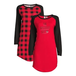 Lissome Women's Plus Soft & Cozee Check Sleepshirts, 2-Pack, 3X - Picture 1 of 5