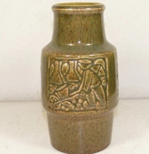 MICHAEL ANDERSEN Denmark greenish glazed Vase # 6134 with motif - Picture 1 of 5