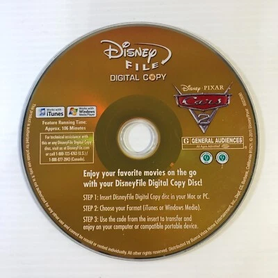Cars 2 Digital Copy Disc - Loose Disc Only - Image 1 of 3