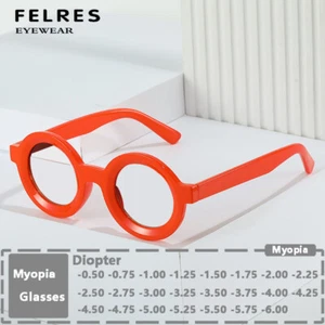 Round Anti Blue Light Retro Myopia Nearsighted Glasses Women Fashion Glasses New - Picture 1 of 14