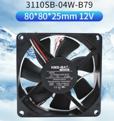 NMB 3110SB-04W-B79 12V 0.38A 8025 8CM Dual Ball Bearing Cooling Fan - Image 1 of 4
