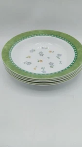 Corelle Classical Garden Rimmed 9" Shallow Pasta Salad Bowls Set Of 5 - Picture 1 of 4