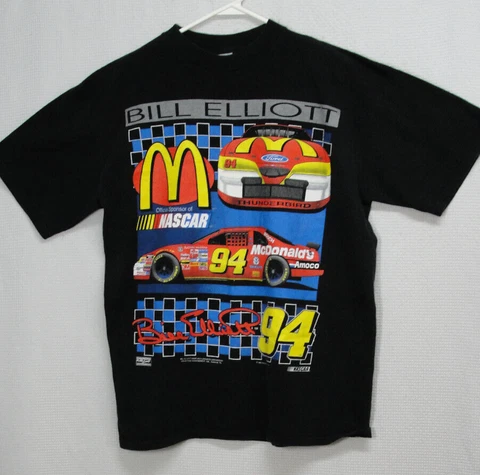Vintage McDonald's 1997 Bill Elliott #94 NASCAR Graphic T-Shirt XL Distressed Cover
