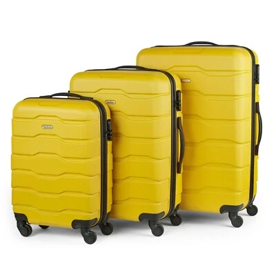 VonHaus 3pc Lightweight Suitcase Set Hard Shell Luggage Travel Trolley Yellow - Image 1 of 4