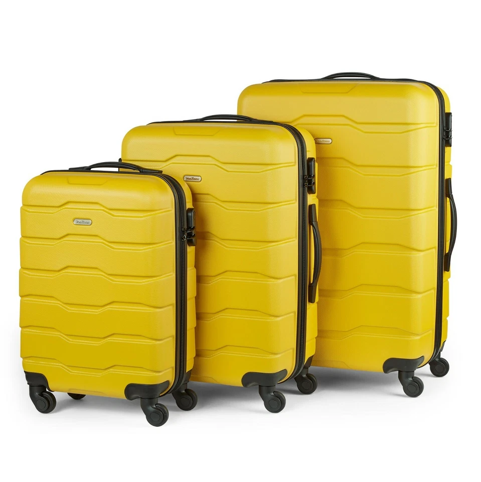 VonHaus 3pc Lightweight Suitcase Set Hard Shell Luggage Travel Trolley Yellow