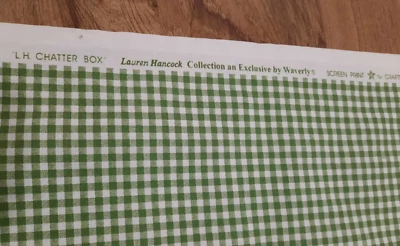 Waverly Lauren Hancock Fabric  "L.H. Chatter box" Green Gingham 100% Cotton 55" - Image 1 of 4