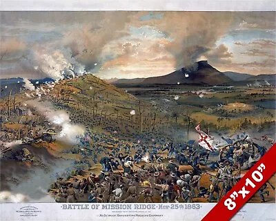 PINTURA BATALLA DE LA MISIÓN RIDGE ARTE DE LA GUERRA CIVIL ESTADOUNIDENSE IMPRESIÓN EN LIENZO REAL Foto 1 de 4