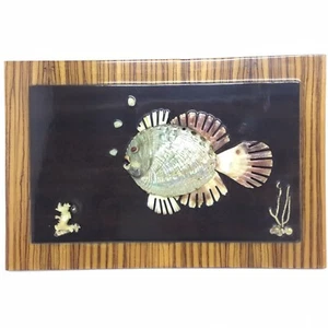 QUADRO FONDO MARE ANNI 60 COMPOSIZIONE DI CONCHIGLIE E CORALLO MARINA VINTAGE - Foto 1 di 6