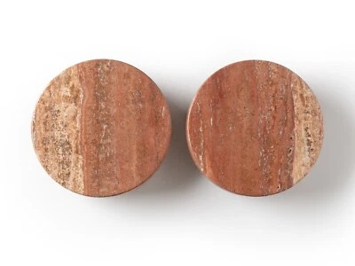 2 Pcs Natural Red Travertine Marble Door Handles Decorative Vintage Doorknobs - Image 1 of 3