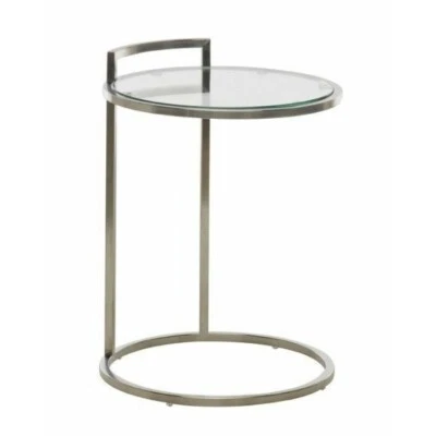 Azda Stainless Steel Side Table W/ Clear Tempered Glass Top - image 1 of 4