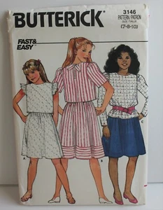 Butterick 3146 Sewing Pattern Girls Top Skirt Pants Size 7 8 10 - Picture 1 of 2