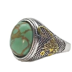 Men’s Size 10 1/2 Green Turquoise Scorpion Fashion* Ring Two-Toned