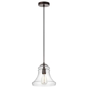 NEW Doyle 1-Light Oil-Rubbed Bronze Mini Flared hanging Pendant Lamp #P1440ORB - Picture 1 of 3