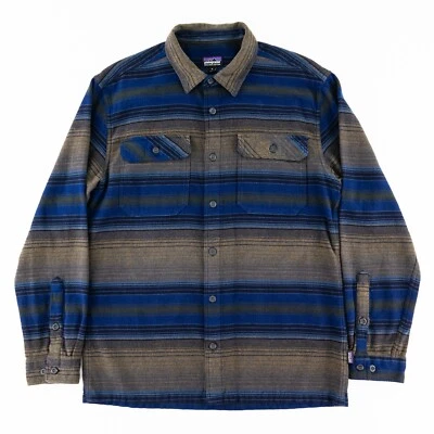 Patagonia Mens Medium Fjord Flannel Shirt Midweight Long Sleeve Button Up Stripe - Image 1 of 4