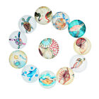 20 Glaskuppel Cabochons Fisch-Prints für DIY-Schmuck, 10mm, gemischte Farben