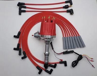 Distribuidor BUICK 300 340 HEI ROJO de tapa pequeña + CABLES BUJÍA ESPIRAL DE 8 MM EE. UU. Foto 1 de 4