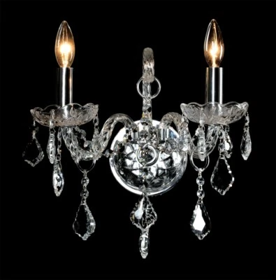 New 2-Lights Elegant Crystal Wall Sconce Chrome Crystal Lighting Fixture - Image 1 of 4