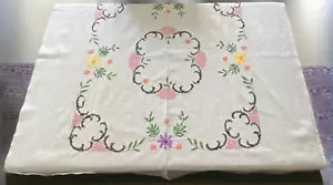 c1930s to 40s Hand Worked Tablecloth. F90-09-Linens - Picture 1 of 7