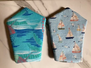 Nautical Coastal Vineyard Vines Mini Pot Holder Set 2 Handmade 100% Cotton - Picture 1 of 6