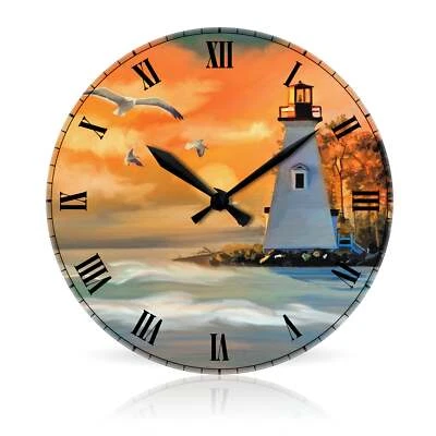 Lighthouse Illustration br 圆形丙烯酸挂钟 10.75 — 第 1/3 张图片