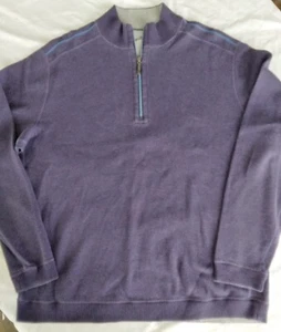Tommy Bahama Sweater Mens Purple Quarter Zip Pullover Long Sleeve Shirt - Picture 1 of 11