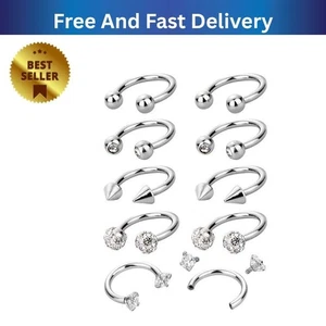 NEW 10Pcs Septum Piercing Jewellery Smiley Piercing Jewellery Fake Nose Ring 16G - Picture 1 of 7