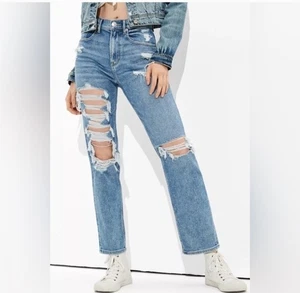 American Eagle 90er Boyfriend Jeans Gr. 2 Distressed Streetwear Skater Grunge - Bild 1 von 9
