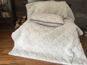 Luxus Bettenset aus Naturwolle – Bettdecke & Kissen 45x75 Handgefertigt Warm  - Picture 1 of 7