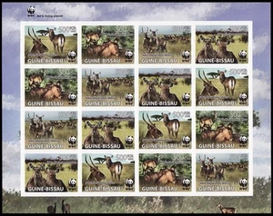 Defassa Waterbuck Imperf Sheetlet of 4 sets Guinea-Bissau 2008 MNH - Picture 1 of 1