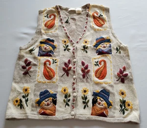 Vintage Bobbie Brooks Damen Pullover Weste Herbst Herbst Strick XL Grandmacore Floral - Bild 1 von 7