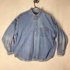 Ralph Lauren Men’s XL Denim Long Sleeve Big Shirt Button Down Nice Fade! - Picture 1 of 6