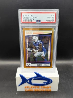 2022 Panini Score Darius Leonard Gold Foil /10 #14 SP Colts PSA 10 Pop 1 - Image 1 of 3