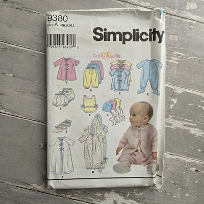 Simplicity 9380 Infant Layette Pattern 10 Piece Wardrobe Sz NB-L Uncut - Image 1 of 3