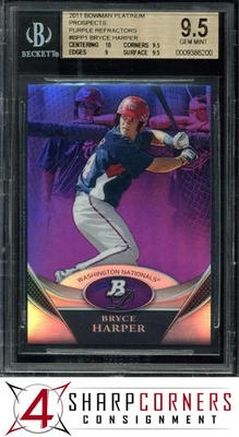 2011 BOWMAN PLATINUM PROSPECTS PURPLE REFRACTOR #BPP1 BRYCE HARPER RC BGS 9.5 - Image 1 of 4