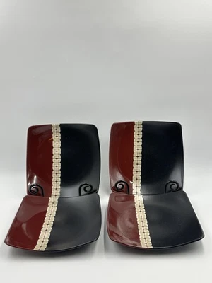 Pfaltzgraff Eastside Square Salad Plates Set of 4 Black Red 8 1/2 In  Dinnerware - Image 1 of 4