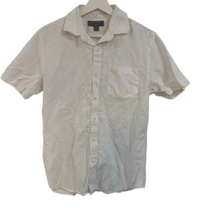 Banana Republic Lino Slim Fit Manga Corta Blanco Camisa Abotonada Hombre’s Pequeña - Imagen 1 de 3