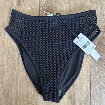 Robin Piccone Black Lined Fish Net Bikini Bottoms Size Large NEW Swim - Image 1 of 4