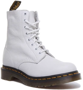 Dr MARTENS 1460 Pascal Mujer 8 Ojo Cuero Botas En Blanco Roto Talla UK 3-8 - Imagen 1 de 12