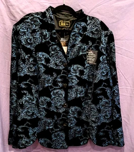 Chaqueta de Noche R&K Mujer 4X Blazer Negro Azul Terciopelo Brillo Floral Abotonado - Imagen 1 de 16