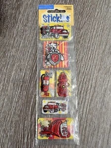 Vintage Amscan Stickers 6 PCS One Sheet Craft Scrapbooking FIREMEN FIREFIGHTER - Afbeelding 1 van 14