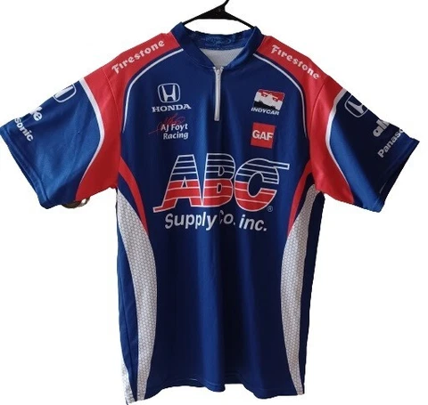 AJ Foyt Racing ABC Supply Co. Firestone Indy Shirt 1/4 zip front Sz.Lg Dyesport Cover