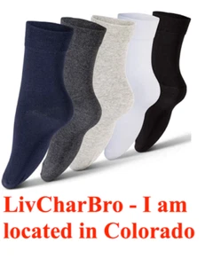 5 Pairs Men's Casual Fashion Dress Crew Sock 5 Classic Colors Soft - Picture 1 of 5