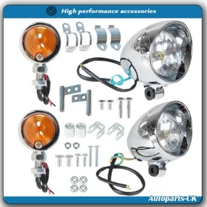 For Motorcycle Chrome Passing Driving Spot Fog Lamp Turn Signal Light - Foto 1 di 10