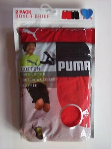 Puma Underwear Underpants 2pk Tagless Boxer Briefs Boys Select Size Red Blk NIP - Picture 1 of 2